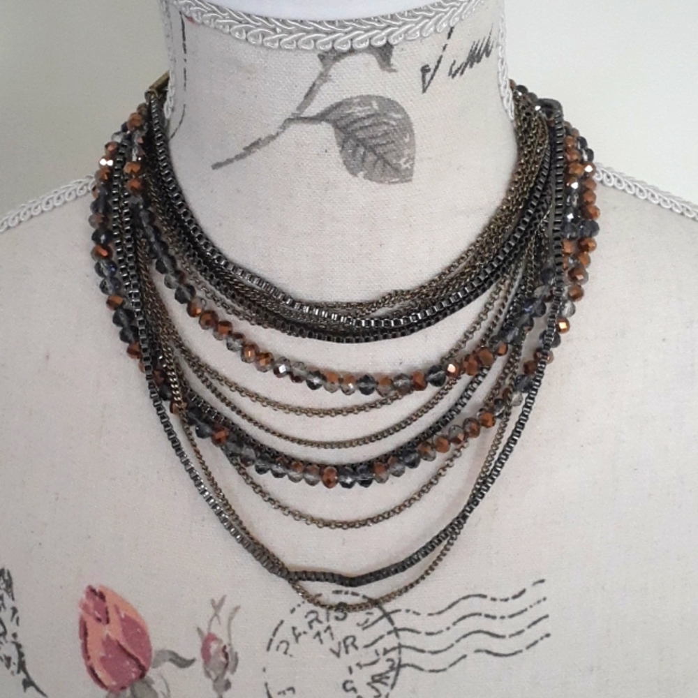 % Park Lane multi-strand crystal bead and chain necklace